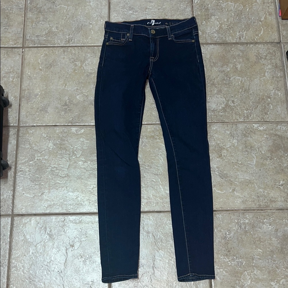 7 for All Mankind dark blue skinny jeans